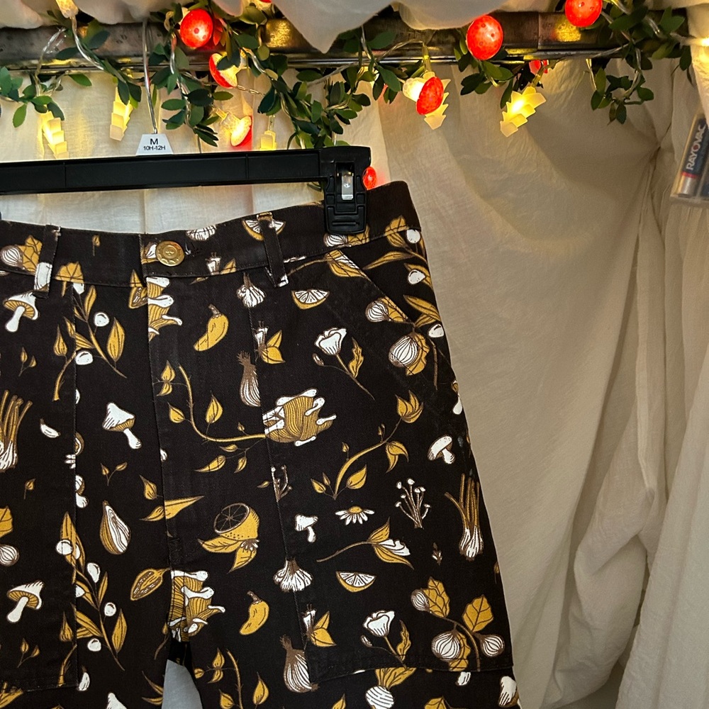 BIG BUD PRESS work pants w/ mushroom, garlic & daisies deadstock *size S - Picture 6 of 10